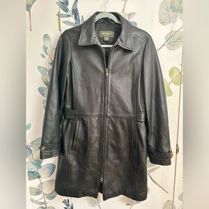 Soft black leather jacket, 90’s Eddie Bauer, sz M, 2way zipper, VGUC, mid thigh